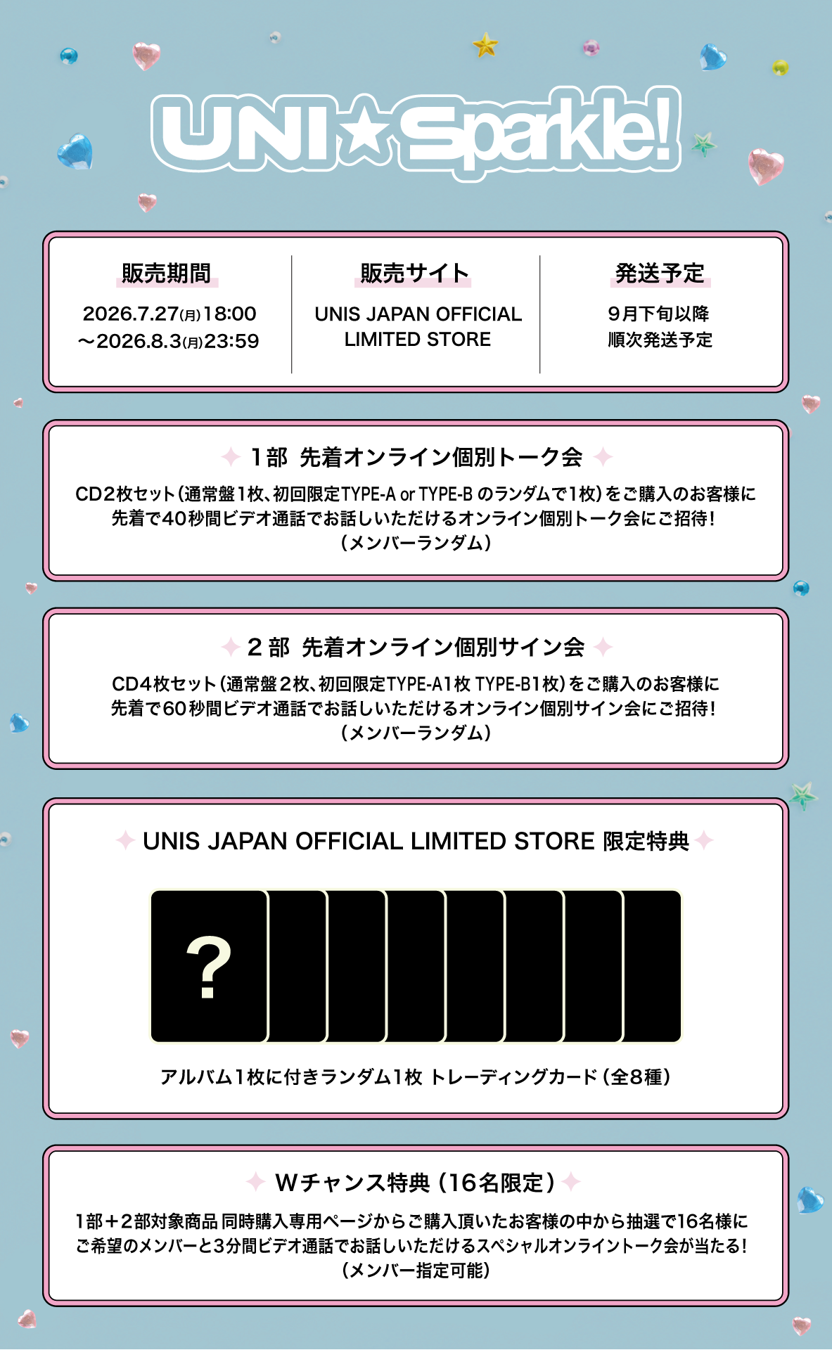 Japan 1st Mini Album『UNI☆Sparkle!』予約販売・オンラインリリース